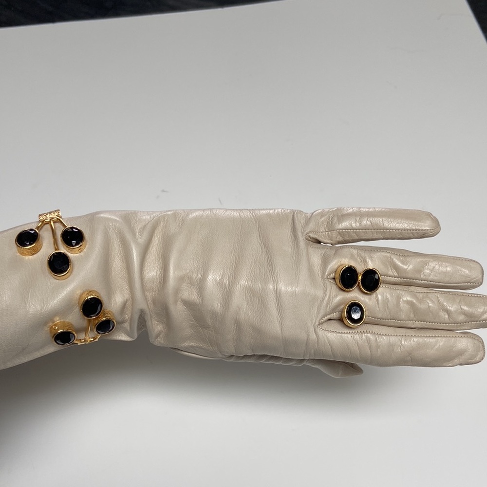 Matching Gold Tone Cuff Bracelet and Ring with Black stone.
